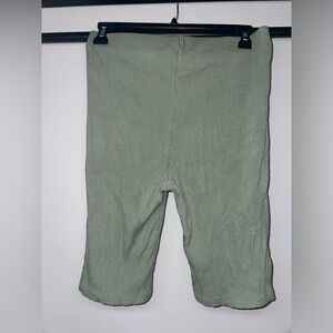 Green Ribbed H&M Biker Shorts
